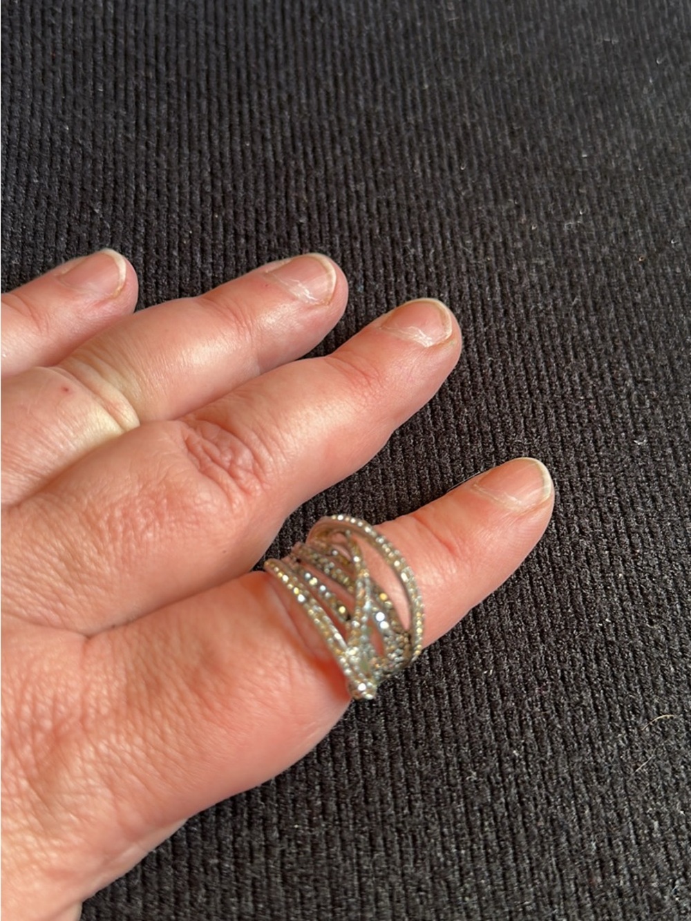 Sterling Silver Multi-Band Cubic Zirconia Statement Ring - Silver